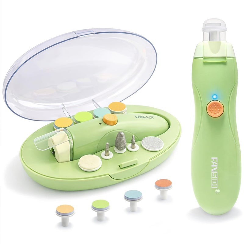 FANSIDI Rechargeable Baby Nail File with 8100RPM Motor, Stepless Speed Control, Pressure-Stop Safety, Type-C Charging, Quiet Electric Nail Trimmer for Newborns, Toddlers & Adults, Fresh Mint Green - Image 1